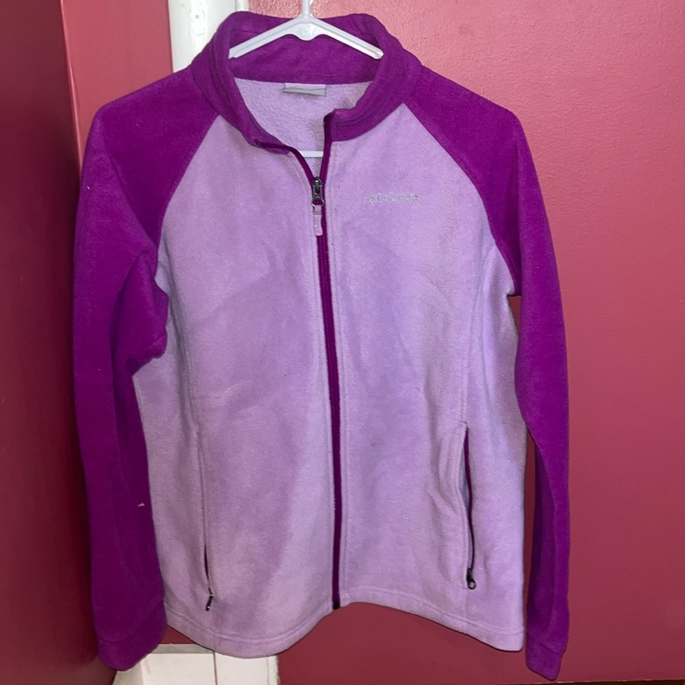 Girls Columbia Fleece Zip up Sweatshirt Jacket with Zippered Pockets sz XL 18/20